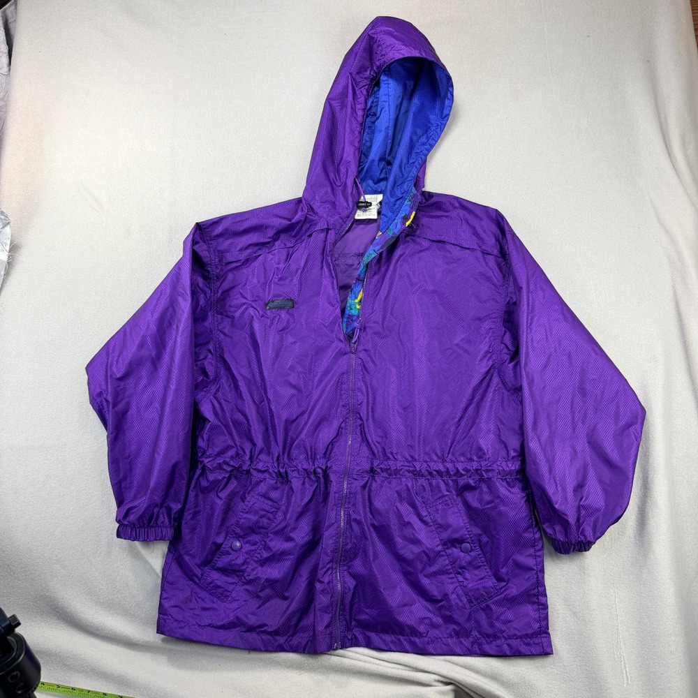 Columbia Vintage Purple Hooded Windbreaker Jacket Womens Medium KL3170 Ripstop